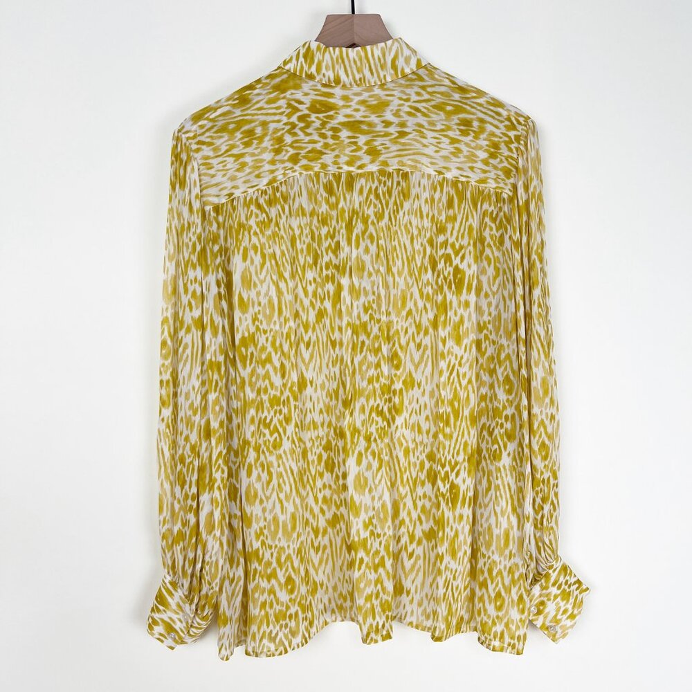 Anine Bing 100% Silk Caleb Shirt Leopard Animal Print Balloon Sleeve Oversized - Picture 13 of 16